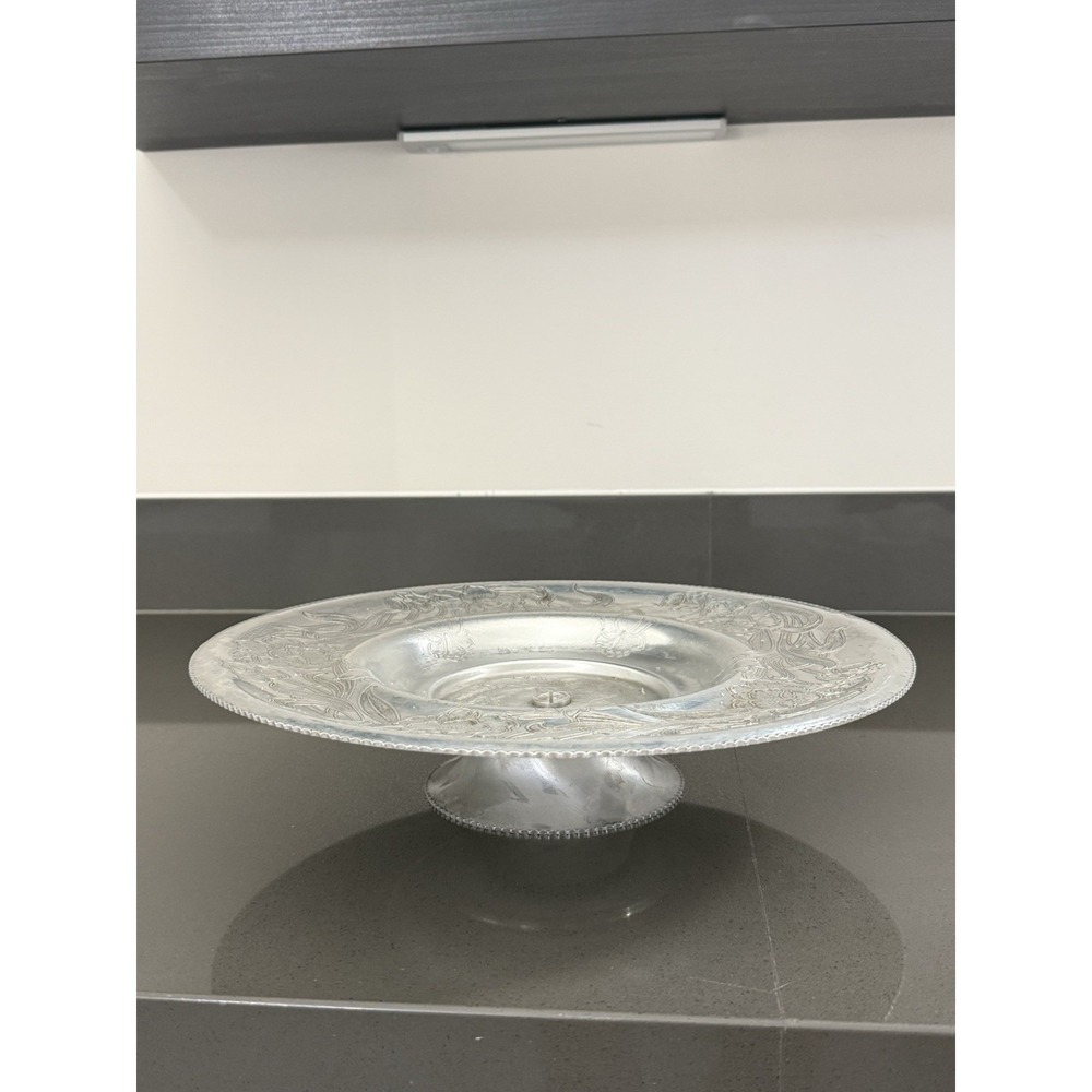 Wilson Specialties Hand Wrought Aluminum Lazy Susan Daffodils Mid Century Modern